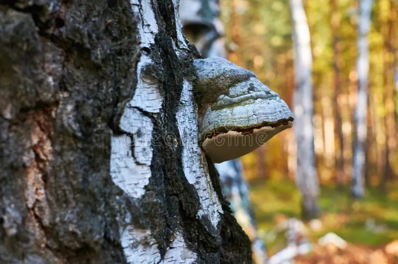 Берёза old dead birch forest mushroom growing expanding fungus 132010737 1 - Берёза