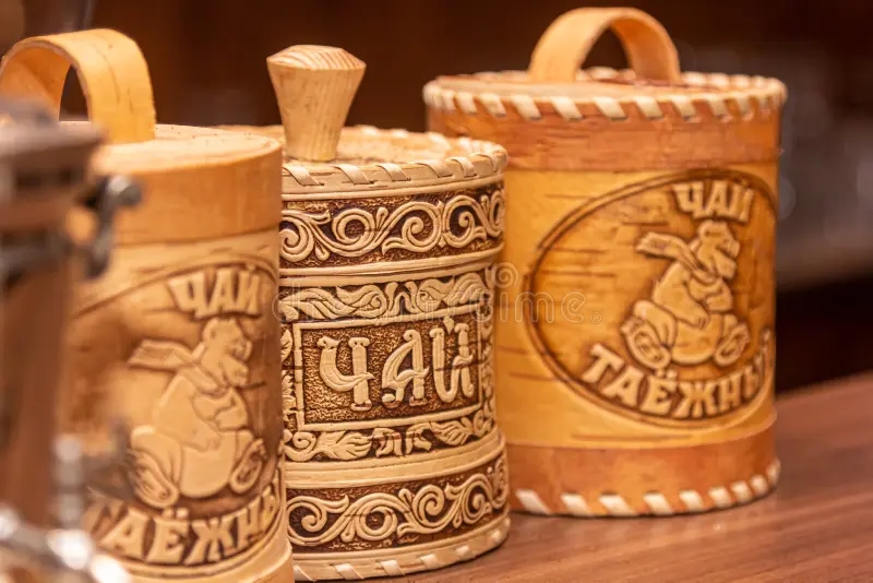 Берёза tueski old russian boxes made birch bark inscription taiga tea 245001150 - Берёза